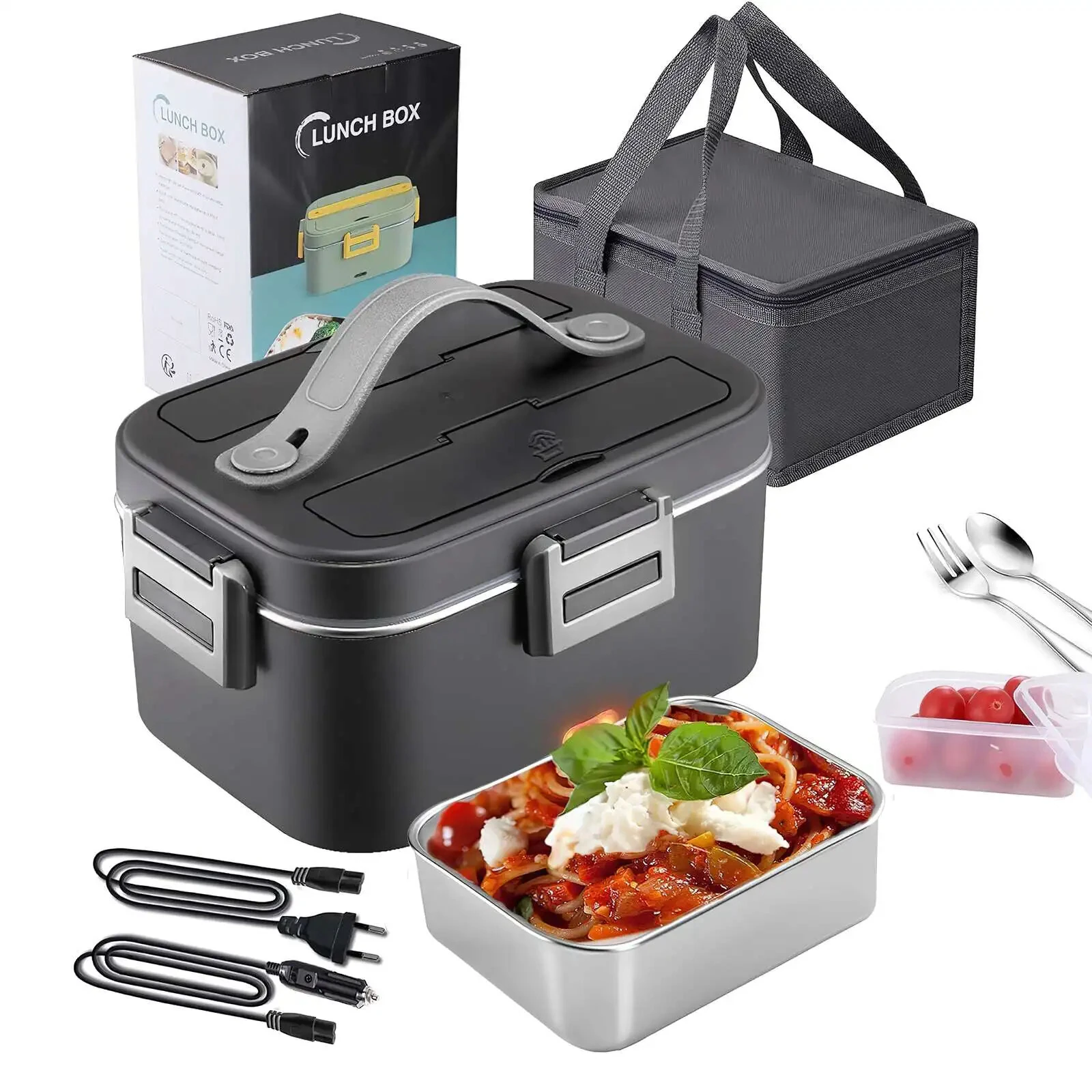 12V 24V 220V 1.8L Car Home Dual-use Insulated Heating Lunch Box Household Car Electric Lunch Box 304 Stainless Steel Food Heating Lunch Box Food Heating Insulation Container Set (image for) 12V 24V 220V 1.8L Car Home Dual-use Insulated Heating Lunch Box Household Car Electric Lunch Box 304 Stainless Steel Food Heating Lunch Box Food Heating Insulation Container Set
