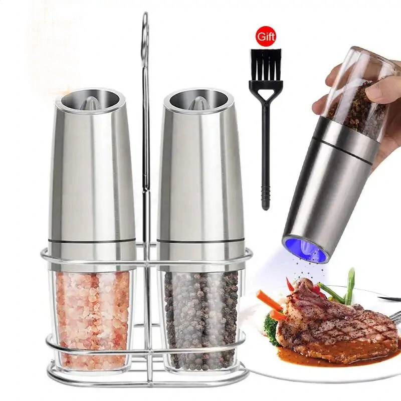 Electric Pepper Mill Sets Herb Coffee Grinder with LED Light Automatic Gravity Induction Salt Shaker Grinders Machine Spice Mill Tool (image for) Electric Pepper Mill Sets Herb Coffee Grinder with LED Light Automatic Gravity Induction Salt Shaker Grinders Machine Spice Mill Tool