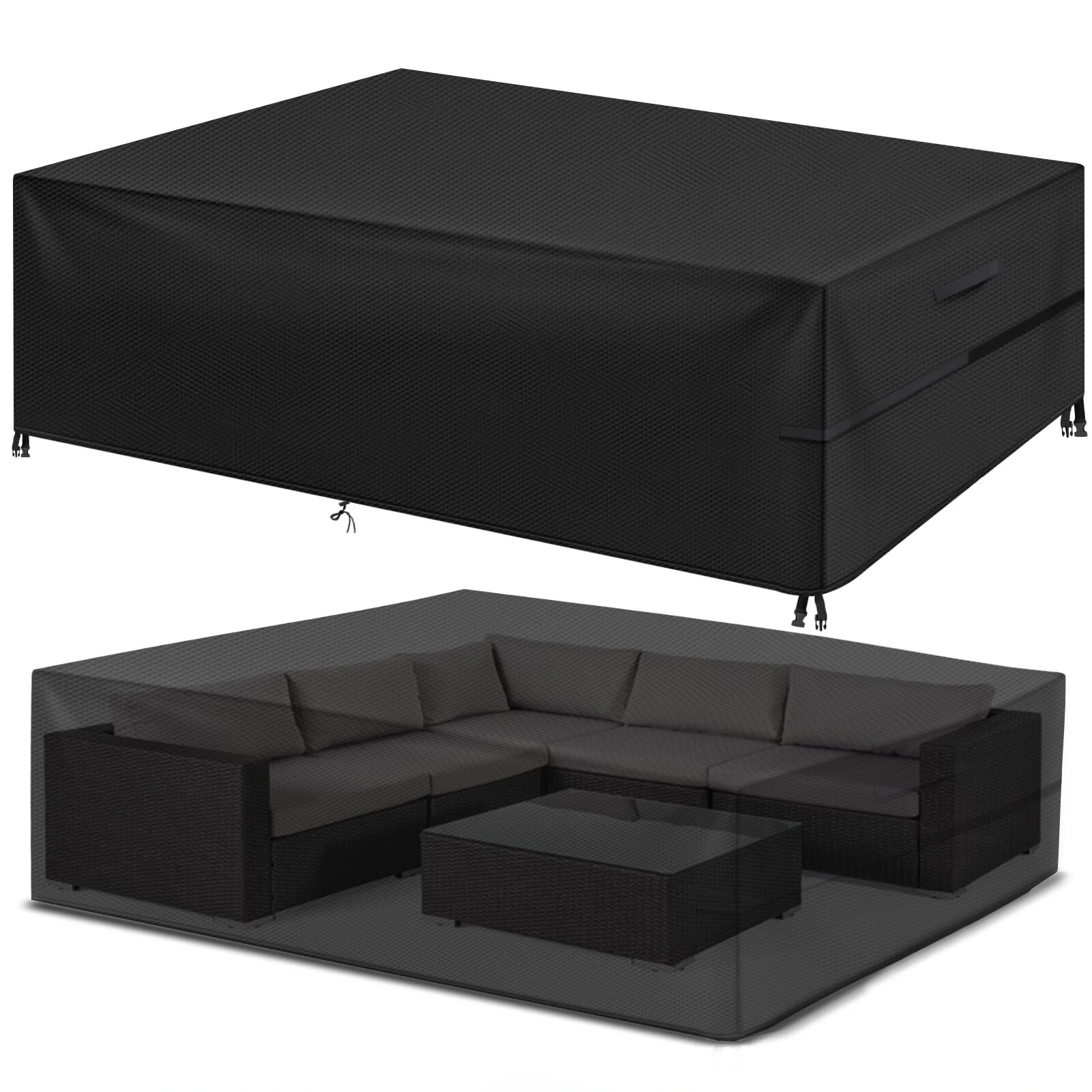 GARPROVM Garden Furniture Cover 350x260x90 Garden Table Cover 600D Heavy Duty Oxford Polyester Outdoor Patio Rectangular Cover (image for) GARPROVM Garden Furniture Cover 350x260x90 Garden Table Cover 600D Heavy Duty Oxford Polyester Outdoor Patio Rectangular Cover
