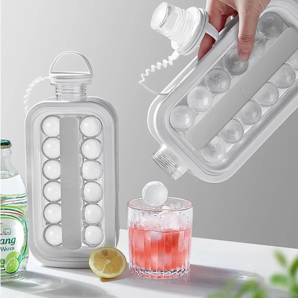 Portable Ice Hockey Pot 2 In 1 Water Bottle Ice Ball Machine Bottle Reusable Round Ice Cube Molds For Whiskey Juice Cocktails Kitchen Bar Ice Tools (image for) Portable Ice Hockey Pot 2 In 1 Water Bottle Ice Ball Machine Bottle Reusable Round Ice Cube Molds For Whiskey Juice Cocktails Kitchen Bar Ice Tools