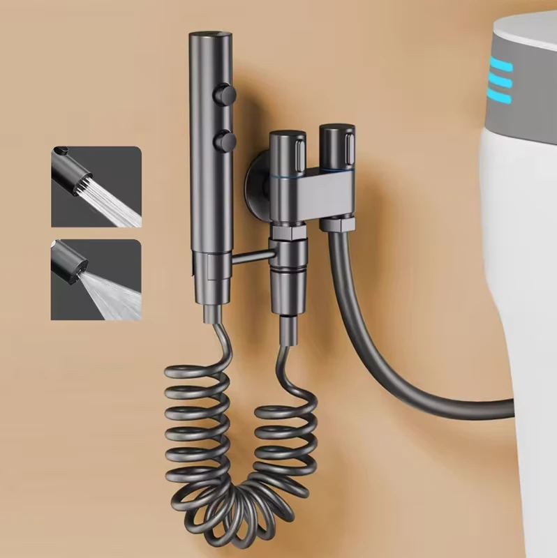 Stainless Steel Toilet Spray Gun Set with Adjustable Modes Spring-Loaded Hose and 360° Support Bathroom Bidet Sprayer for Hygiene Cleaning for Shower Diapers (image for) Stainless Steel Toilet Spray Gun Set with Adjustable Modes Spring-Loaded Hose and 360° Support Bathroom Bidet Sprayer for Hygiene Cleaning for Shower Diapers